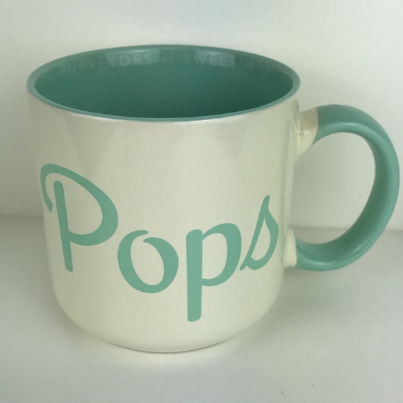 Lolli and Pops Confectionery Brand Ceramic Mug Cursive Store Name Blue W… - Picture 3 of 6